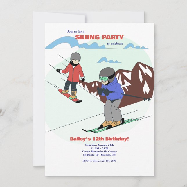 Invitation Ski Party (Devant)