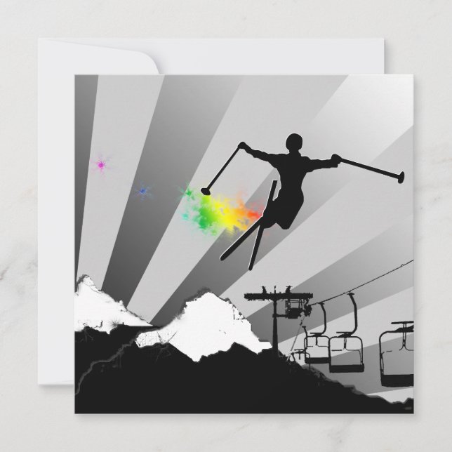 Invitation ski : piste en poudre arc-en-ciel (Devant)