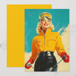 Invitation Ski rétros Glamour Vintage hiver Aventure