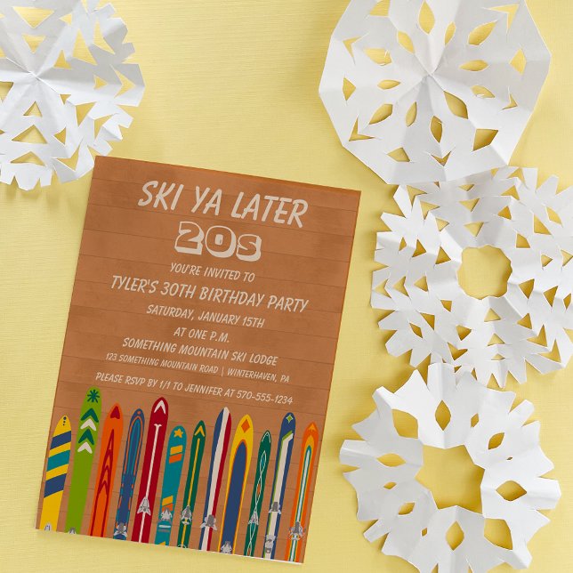 Invitation Ski Ya Later Any Decade Retro Skiing Birthday (Créateur téléchargé)