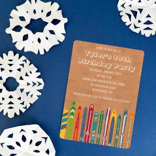 Invitation Skis Vintage Fête sur le thème du Ski personnalisé