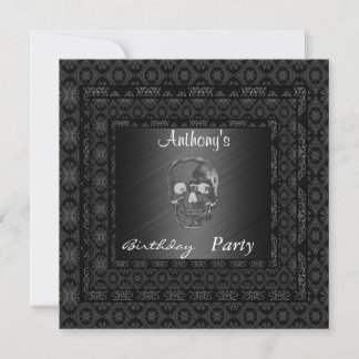 Invitation Skull 15th Birthday Party  Black