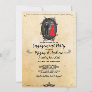 Invitation Skull Engagement Party Halloween Skeletons gothiqu