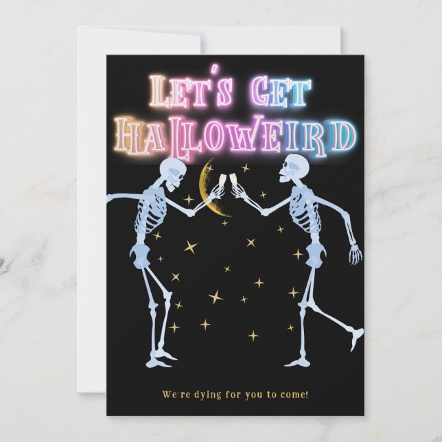 Invitation Skull Neon Halloween Halloween Skeletons dansants  (Devant)