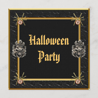 Invitation Skuls et bijoux d'araignée d'or Fête d'Halloween