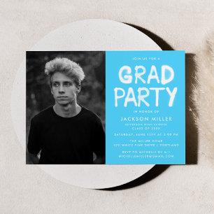 Invitation Sky Blue Spray Paint Photo Party Graduation