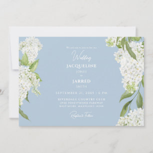 Invitation Sky Blue White Hydrangeas Mariage