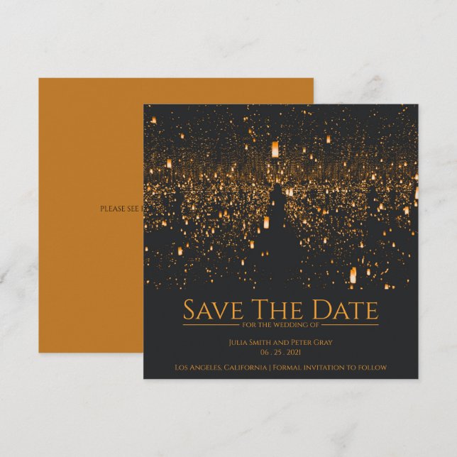 Invitation Sky Lights Enregistrer Le Mariage Date (Devant / Derrière)