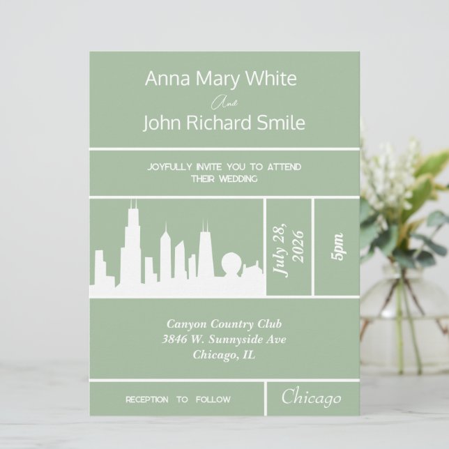 Invitation Skyline Elegant Chicago City (Debout devant)