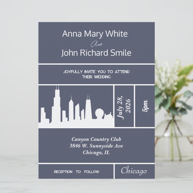 Invitation Skyline Elegant Chicago City (Debout devant)