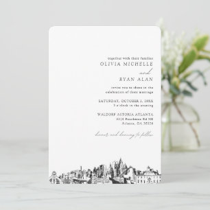 Invitation Skyline Élégante du Mariage Atlanta