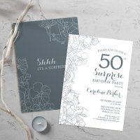 Slate Blue White Surprise 50e fête d'anniversaire