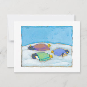 Invitation Sleeping penguins original painting slumber party