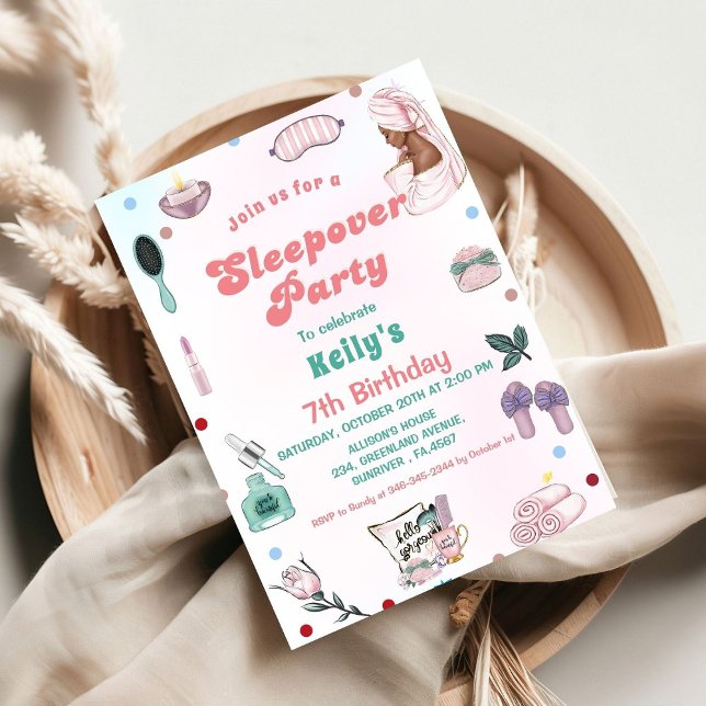 Invitation Sleepover Anniversaire Pamper Party Anniversaire (Créateur téléchargé)