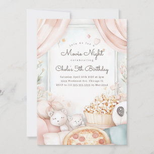 Invitation Sleepover Anniversaire Soirée cinéma Fille anniver
