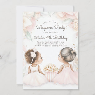 Invitation Sleepover Anniversaire Soirée cinéma Fille anniver