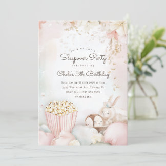 Invitation Sleepover Anniversaire Soirée cinéma Fille anniver