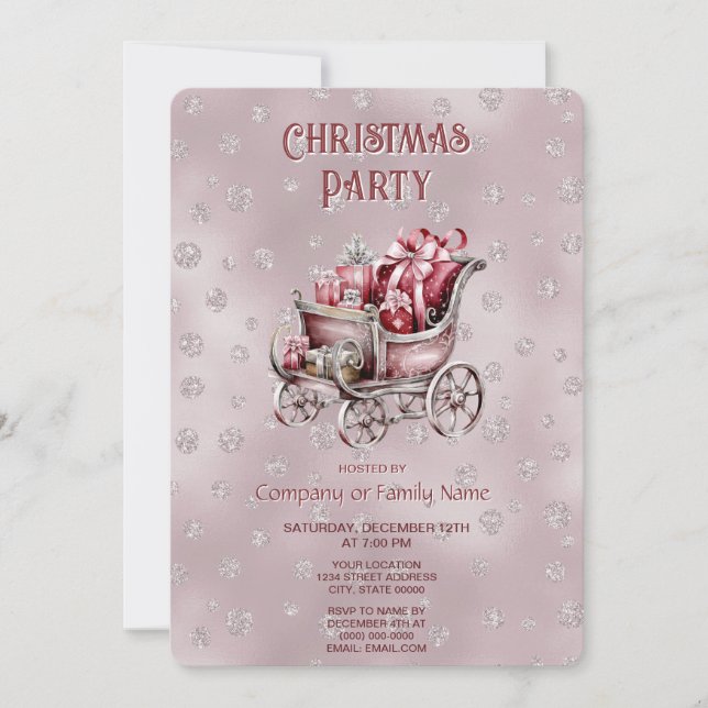 Invitation Sleigh De Noël Avec Cadeaux Fête De Fête (Devant)