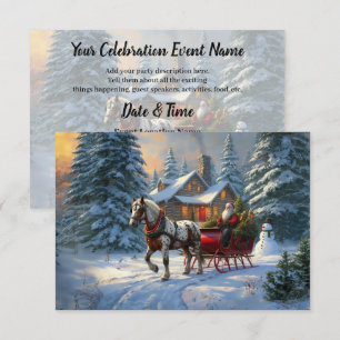 Invitation Sleigh Père Noël à cheval de Noël