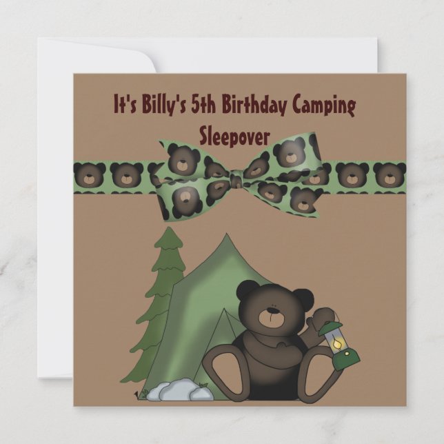 Invitation Slepoing du camp d'anniversaire de l'Ours de Teddy (Devant)