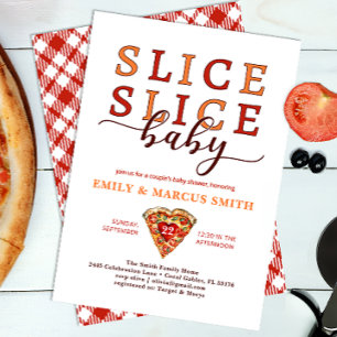 Invitation Slice Baby Pizza Coed Baby shower Invitatio