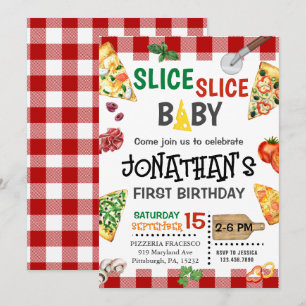 Invitation Slice Baby Pizza Party 1er anniversaire