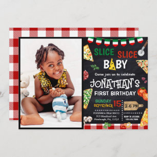 Invitation Slice Baby Pizza Party 1er anniversaire