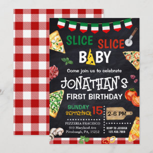Invitation Slice Baby Pizza Party 1er anniversaire