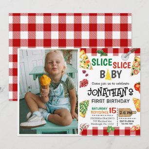 Invitation Slice Baby Pizza Party 1er anniversaire