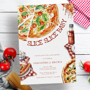 Invitation Slice Slice Baby Modern Pizza Baby shower Invitati