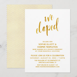 Invitation Slim Gold Chevron Nous Nous Sommes Mariés Seul Cér