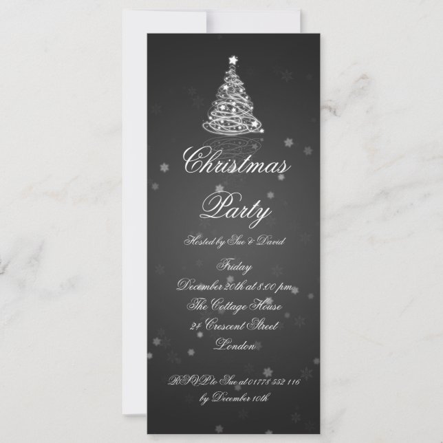 Invitation Slim Party Arbre moderne élégant Noir (Devant)