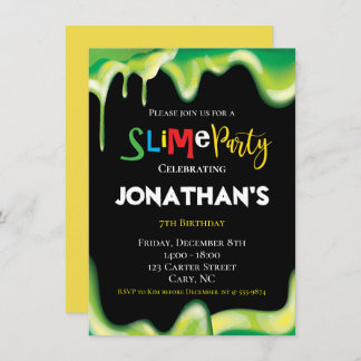 Invitation Slime Fun children Anniversaire fête
