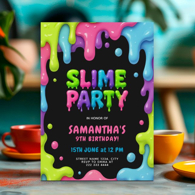 Invitation Slime Party coloré pour enfants (Créateur téléchargé)