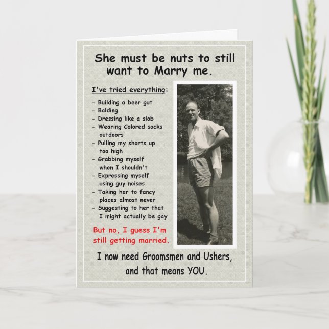 Invitation Slob a besoin de Groomsmen et Ushers (Devant)