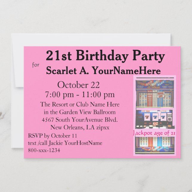 Invitation Slot Machine fête le 21e anniversaire (Devant)