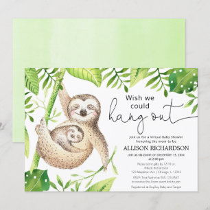 Invitation Sloth baby shower virtuel sexe neutre mignonne