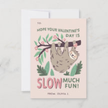 Sloth Classroom Valentine's Exchange Card