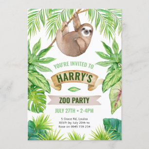 Invitation Sloth Invitation, zoo