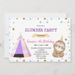 Invitation Slothicorn dormir l'invitation d'anniversaire