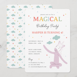 Invitation Slumberkins Magical Rainbow Unicorn Birthday