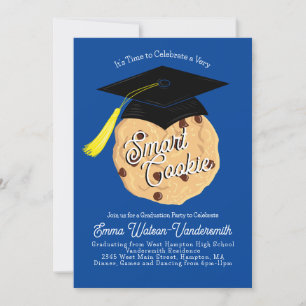 Invitation Smart Cookie Graduation Party Blue