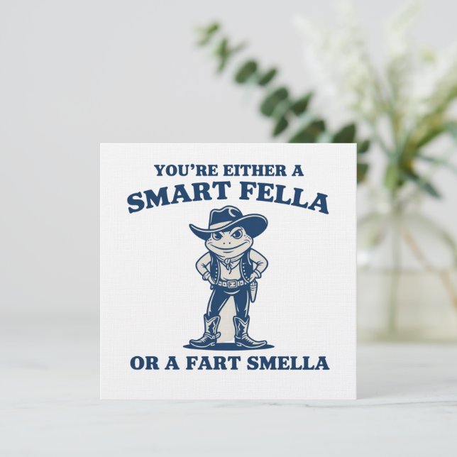 Invitation Smart Fella ou Fart Smella Grenouille Rétro Mème D (Debout devant)