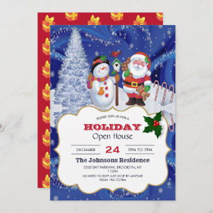 Invitation Smiling snowman et Santa Claus