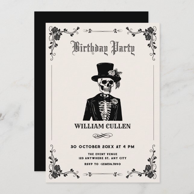 Invitation Smoking à crâne  (Devant / Derrière)