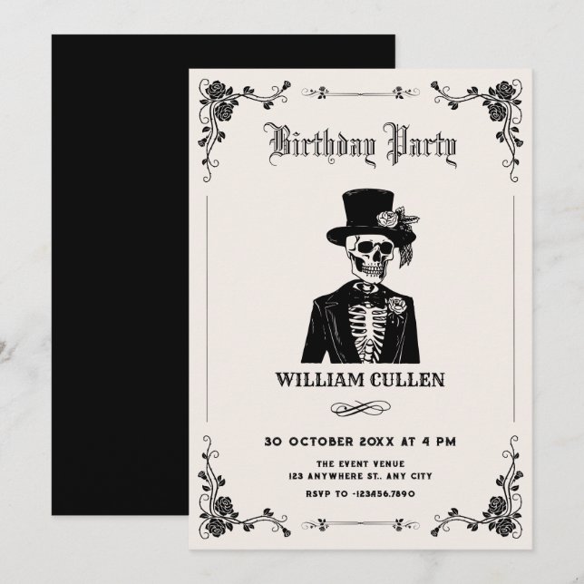 Invitation Smoking crâne  (Devant / Derrière)