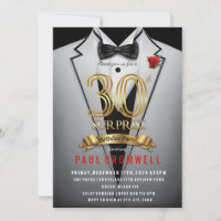 Invitation smoking pour 30e anniversaire surprise