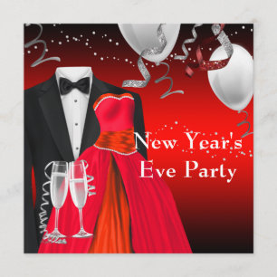 Invitation Smoking Robe Rouge Soirée du Nouvel An