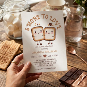 Invitation S'more à aimer Kawaii Campfire Baby Shower 