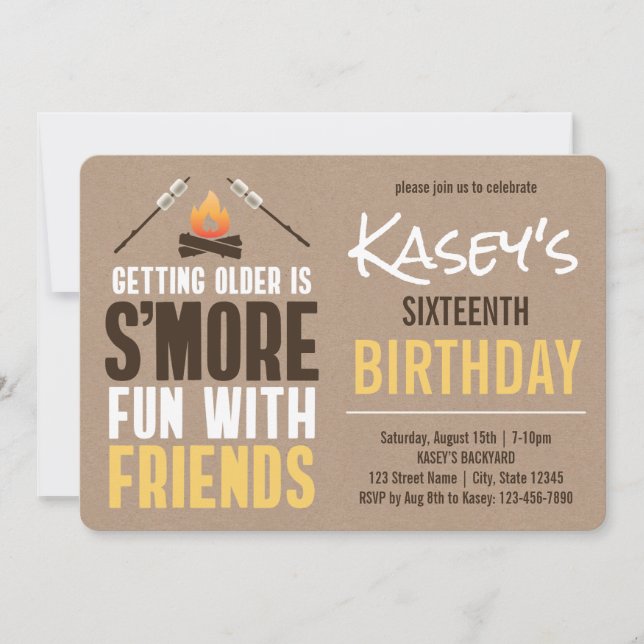 Invitation S'more Amusant Avec Les Amis Bonfire Anniversaire (Devant)
